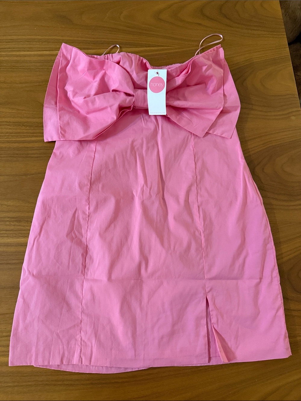 MARBLE Pink Bow-Front Spaghetti Strap Kids Dress
